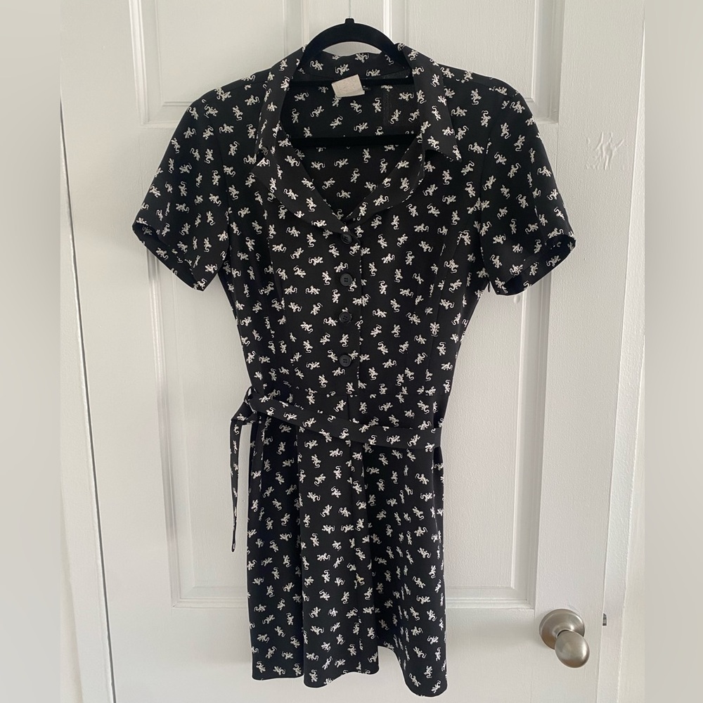 Pre owned Agnes B lizard mini dress featuring all over lizard print